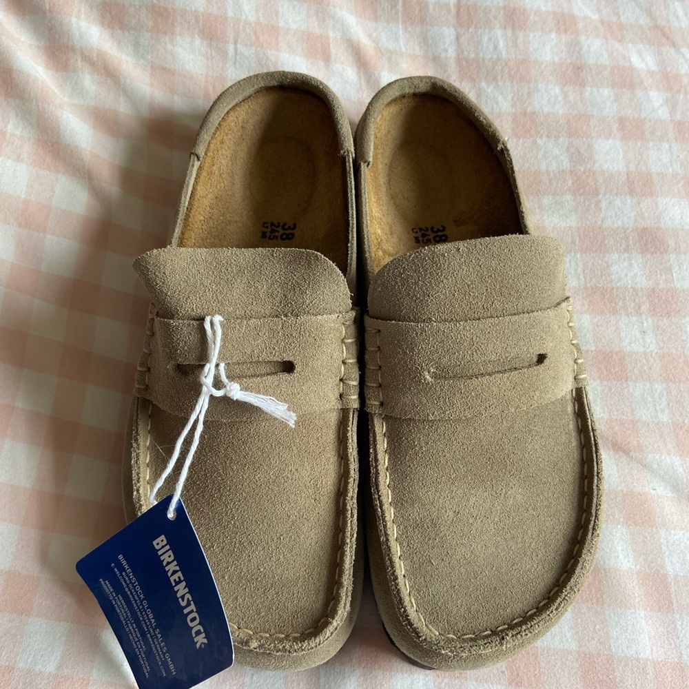 Birkenstock Naples Wrapped Bold Grip Clogs Taupe 38 - Picture 9 of 14